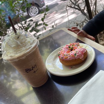 Top Pot Doughnuts - Blended mocha, and more importantly BLM!  Rainbow sprinkle donut - Bakeries Near Me - Seattle, Washington