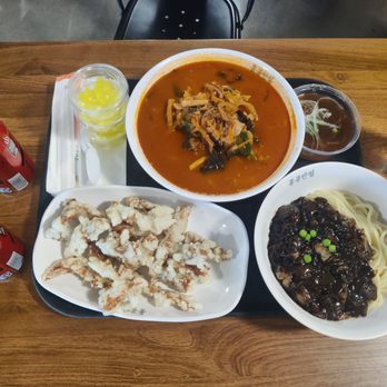 Paik's Noodle - Combo B with jajangmyeon, jjamppong, and sweet and sour pork. Comes with two drinks and pickled radish - Korean Near Me - Las Vegas, Nevada Paik's Noodle - Combo B with jajangmyeon, jjamppong, and sweet and sour pork. Comes with two drinks and pickled radish - Korean Near Me - Las Vegas, Nevada