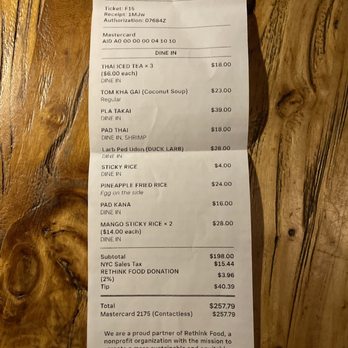Zaab Zaab - receipt - Thai Near Me - Brooklyn, New York