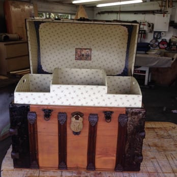 Its All In the Prep - 1881 camel back shipping trunk after complete restoration. Including relining entire interior - Painters Near Me