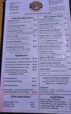 Menu photo 2 Fulton’s Irish Pub & Grill Fulton, TX Menu photo 2 Fulton’s Irish Pub & Grill Fulton, TX