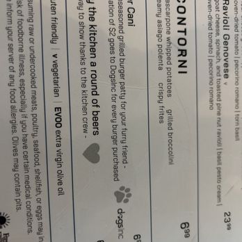 BellaBrava  - Love the two options-one for the kitchen staff and one for the Dogs, Inc - Italian Near Me - St. Petersburg, Florida