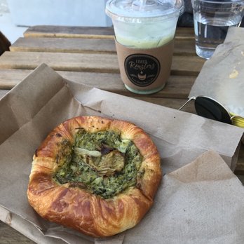 1802 Roasters - Spinach artichoke pastry and an oat milk matcha! - Coffee & Tea Near Me - Los Angeles, California