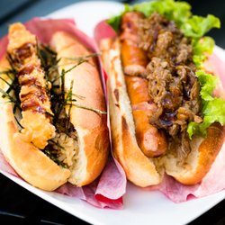 Japadog - Ebi Tempura and Yakiniku Rice hotdog