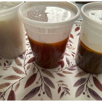 Hong Kong Cafe - Congee (full on left), tomato beef (2/3 middle), curry 1/2 on right) - Hong Kong Style Cafe Near Me - Walnut, California Hong Kong Cafe - Congee (full on left), tomato beef (2/3 middle), curry 1/2 on right) - Hong Kong Style Cafe Near Me - Walnut, California