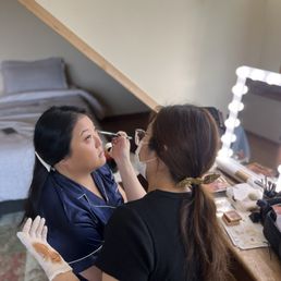 Makeup the morning of the wedding. She got my foundation color perfectly. It's magic!
