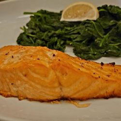 Matteo's Trattoria - Salmon with steamed spinach