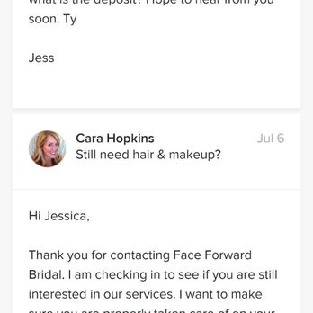 Face Forward Bridal - disappointed. - Skin Care Near Me - Carmel Valley, California Face Forward Bridal - disappointed. - Skin Care Near Me - Carmel Valley, California