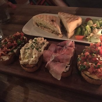 Postino Heights - Bruschetta board and Tuscan tuna panini - Wine Bars Near Me - Houston, Texas