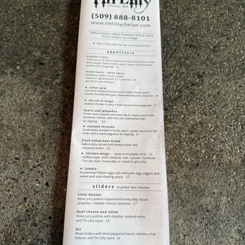 Tin Lilly - Menu and happy hour - American Near Me - Chelan, Washington Tin Lilly - Menu and happy hour - American Near Me - Chelan, Washington