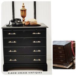 Elbow Grease Vintiques - Updated and dressed up. Gorgeous transformation of this 1980s chest.