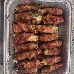 Hickory Heat BBQ - Bacon wrapped Stuffed jalapeños with brisket and cream cheese!