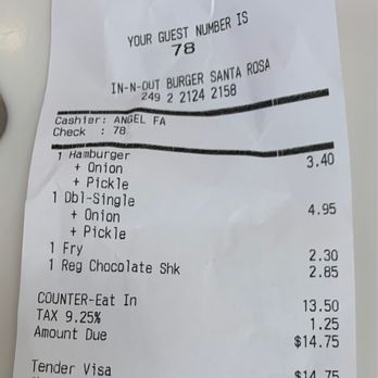 In-N-Out Burger - Bill feb 2023 - Burgers Near Me - Santa Rosa, California In-N-Out Burger - Bill feb 2023 - Burgers Near Me - Santa Rosa, California