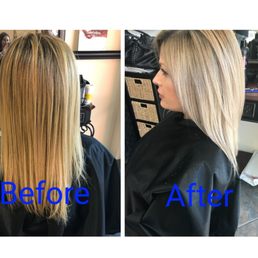 Before and after of my color at Brazilian Hair Treatment@