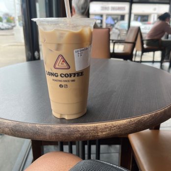 Long Coffee - Exquisite!!!  Iced Caramel Latte sub Almond Milk - Coffee & Tea Near Me - Houston, Texas