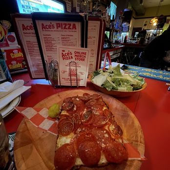 Ace's Pizza - Pepperoni and salad. Bar seating was fast ! - Pizza Near Me - Brooklyn, New York