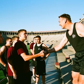 Gentle Giant Moving Company - Founder Larry O'Toole takes new Giants out to run every section of the Harvard Stadium as part of our physical job training. - Movers Near Me - Boston, Massachusetts Gentle Giant Moving Company - Founder Larry O'Toole takes new Giants out to run every section of the Harvard Stadium as part of our physical job training. - Movers Near Me - Boston, Massachusetts