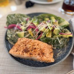 Baby Gem Caesar with salmon