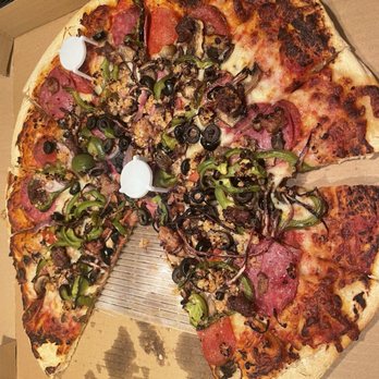 Steve’s Pizza - The Steve--look were the topping start.  I ordered regular crust--looks thin to me - Pizza Near Me - Elk Grove, California