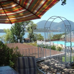 Baldwin's Retreat - Veranda has yard area and a balcony. The yard is same height as the upstairs. Great view of sunrise, sunset, lake and Mt. Konocti.