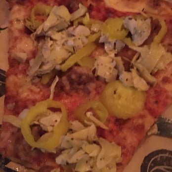 Atomic Cowboy - Colfax - This is what was featured on Triple D, Italian sausage, artichoke and banana peppers. - Cocktail Bars Near Me - Denver, Colorado Atomic Cowboy - Colfax - This is what was featured on Triple D, Italian sausage, artichoke and banana peppers. - Cocktail Bars Near Me - Denver, Colorado