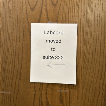 Labcorp - Sign directing patients to a he new suite location - Laboratory Testing Near Me - Aurora, Colorado Labcorp - Sign directing patients to a he new suite location - Laboratory Testing Near Me - Aurora, Colorado