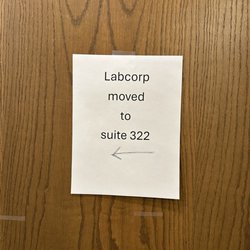 Labcorp - Sign directing patients to a he new suite location