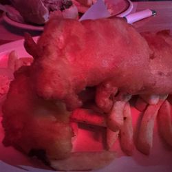 Bottom Line Bar & Grill - Fish & Chips under the Rock & Roll lights