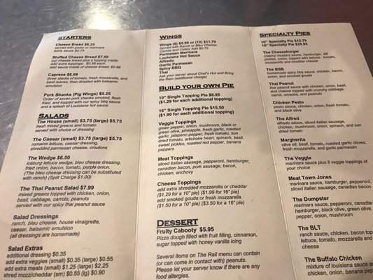 Menu photo 3 The Rail a Pizza Company Rogers, AR