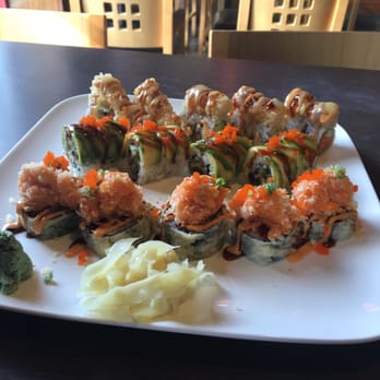Shogun - Bottom to top: volcano roll, dragon roll and spicy tuna with shrimp tempura. Loved it all - Japanese Near Me - Albany, New York Shogun - Bottom to top: volcano roll, dragon roll and spicy tuna with shrimp tempura. Loved it all - Japanese Near Me - Albany, New York