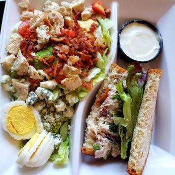 Saladworks - Avocado Cobb half salad and chicken salad half sandwich - Salad Near Me - Westfield, Indiana