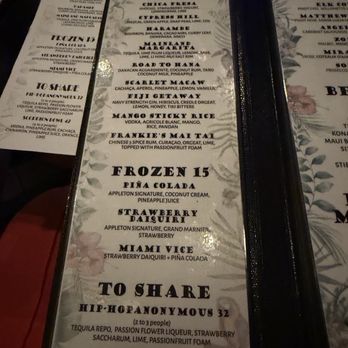 Bar Hana - Menú - Bars Near Me - Sarasota, Florida