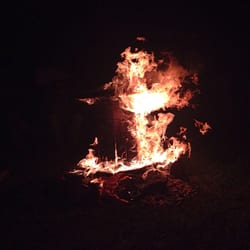 North South Skirmish - A roaring campfire on a misty evening!