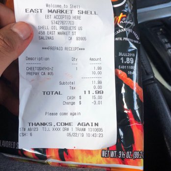 Shell - 1.89 chips for 2 dollars - Gas Stations Near Me - Salinas, California