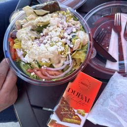Greek Salad with Dubai Chocolate on the side! Greek Salad with Dubai Chocolate on the side!