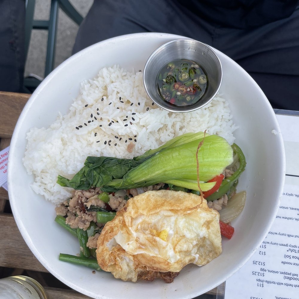 Summer Buffalo - Grapow Gai with Fried Egg - Thai Near Me - Burbank, California Summer Buffalo - Grapow Gai with Fried Egg - Thai Near Me - Burbank, California