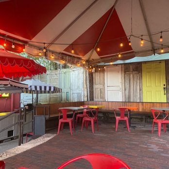 Home Slice Pizza - A portion of the outside patio (in the back) - Pizza Near Me - Austin, Texas