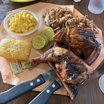 Grub Hut - Everything on this plate was delicious. Chicken, ribs, pulled pork, brisket, cornbread and some of the best Mac & cheese! - Tex-Mex Near Me - Manville, New Jersey