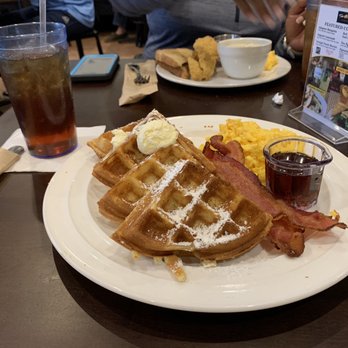 Two Eggs! - McDonough - Waffle Plate w/ scrambled eggs with cheese and bacon - Breakfast & Brunch Near Me - Hampton, Georgia