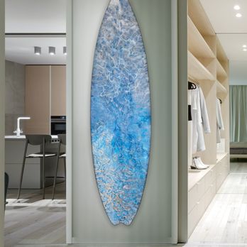 Bliss Home & Design - Ocean look with white foam. Surfboard art ready to hang. - Antiques Near Me - Corona Del Mar, California