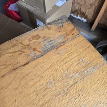 Wood Restoration - Before with damaged top - Refinishing Services Near Me Wood Restoration - Before with damaged top - Refinishing Services Near Me
