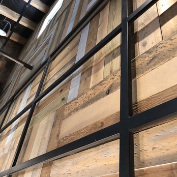 The Rustic - Reclaimed wood on the wall - New American Near Me - Dallas, Texas