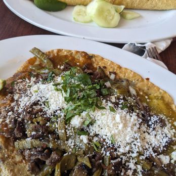 Los Carnalitos Restaurant - Huarache con nopales y carne asada and quesadilla in back - Mexican Near Me - Hayward, California Los Carnalitos Restaurant - Huarache con nopales y carne asada and quesadilla in back - Mexican Near Me - Hayward, California