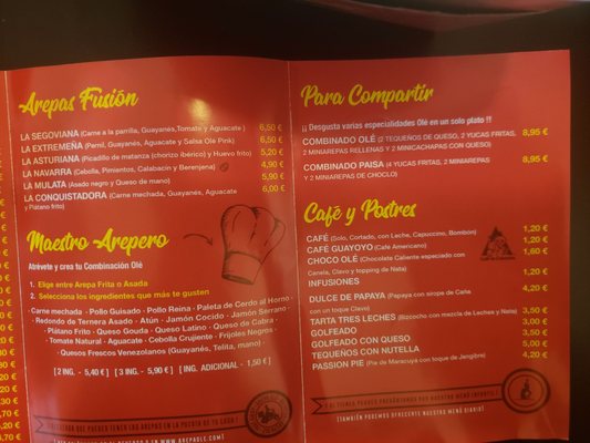 Menu photo 1 Arepa Olé Madrid, M
