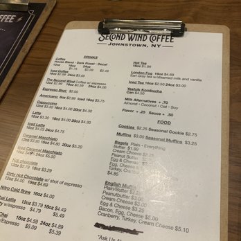 Second Wind Coffee - Menu - Coffee & Tea Near Me - Johnstown, New York