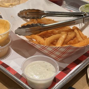 Smash and Sizzle - Fries with 3 different sauces, kimchi sauce was great - Burgers Near Me - High Point, North Carolina Smash and Sizzle - Fries with 3 different sauces, kimchi sauce was great - Burgers Near Me - High Point, North Carolina
