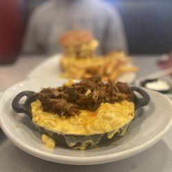 The Breakfast & Burger Club - Mac N Cheese Topped W/ Chefs Signature Al Pastor