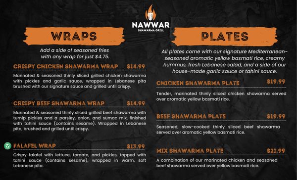 Menu photo 2 Nawwar Shawarma Grill Aliso Viejo, CA