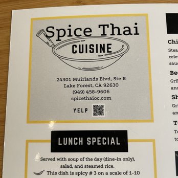 Spice Thai - Menu - Thai Near Me - Lake Forest, California