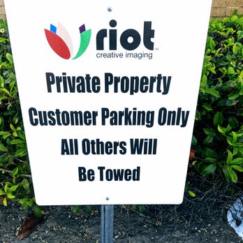 Riot Creative Imaging - Parking Sign - Printing Services Near Me - Houston, Texas